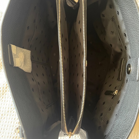 Kate Spade Large Triple Compartment Shoulder Bag Tote Pebble Black Leather - Picture 11 of 11